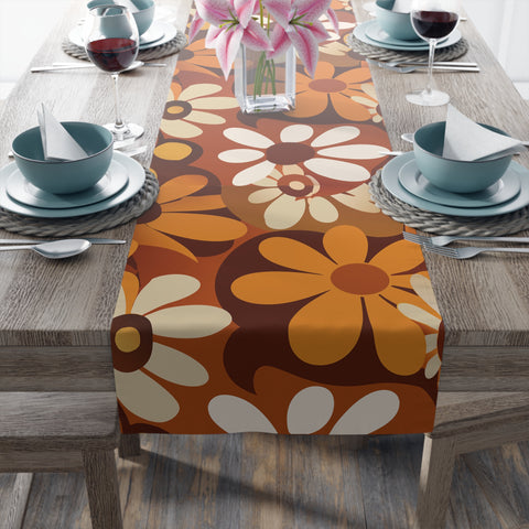 70s Flower Power Table Runner in 2 Sizes - Retro Midcentury Modern Decor