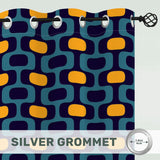 70s Retro Blackout Curtains: Blue Orange Scandi Midcentury Modern Panels