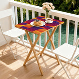 Sunset Geometric retro TV tray set of 4, on a balcony with coffee and pastries