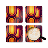 Retro 70s Midcentury Corkwood Coaster Set, Eco Cork Drinkware Gift