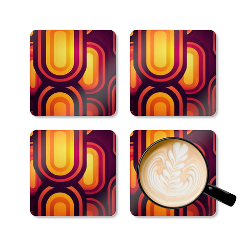 Retro 70s Midcentury Corkwood Coaster Set, Eco Cork Drinkware Gift