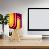 Midcentury Retro Tripod Table Lamp: Vibrant Orange Red Linen Shade, Remote