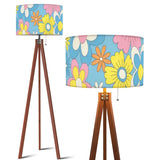 Nordic Retro Tripod Floor Lamp, 70s Colorful Flowers
