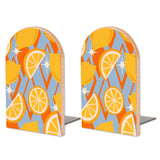 Retro Citrus wooden bookends, set of 2, with orange and lemon slices