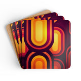 Retro 70s Midcentury Corkwood Coaster Set, Eco Cork Drinkware Gift