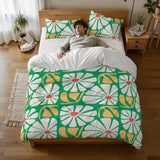 Retro 70s Bold Flowers Duvet Cover Set: Midcentury Floral Bedding