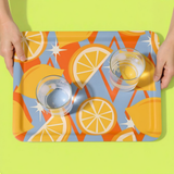 Retro 60s Lemon Lap Tray – Large Serving Tray for Dinner or Drinks