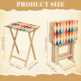 Foldable Snack Tables Set of 4 with Rack – Midcentury Retro Wooden TV Trays