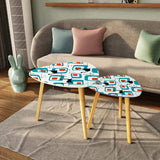 Triangle 60s Retro Tripod Nesting Table Set, Cat Geometric