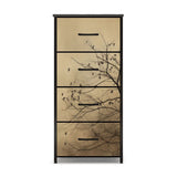 Moody Branches & Birds Dresser – Black Yellow Forest 4-Drawer Storage