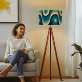 Nordic Retro Tripod Floor Lamp, Wavy Blue