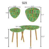Triangle 50s Retro Tripod Nesting Table Set, Green Geometric
