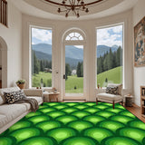 Green Extra Large Peacock Eyes Retro 70s Rug – Midcentury Non-Slip Carpet