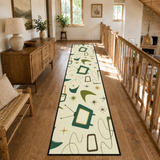 Atomic 60s Retro Runner Rugs – Pastel Yellow Green Midcentury Carpet