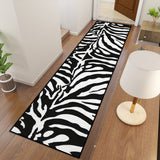 Black White Zebra Runner Rug – Retro Multiple Sizes Animal Print Carpet