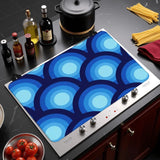 Blue Retro 70s Peacock Eyes Bedside Table with Charging Station