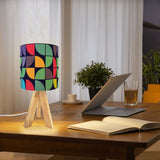 Retro Memphis Style Tripod Table Lamp – Linen Shade Smart LED Bedside Light