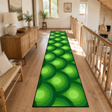 Retro 70s Runner Rug – Midcentury Green Peacock Eye | Multiple Sizes