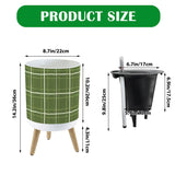 Retro Flower Pot - 70s Scandi Style Plant Pot with Wooden Legs Green Plaid