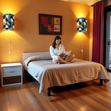 70s Retro Wall Sconces Set –  Smart LED, Blue Geometric