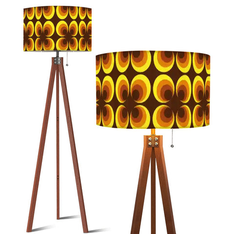 Scandi Tripod Floor Lamp, 1970s Geometric Flowers
