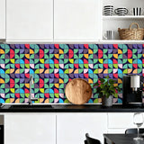 Retro Bauhaus Self-Adhesive Wall Panel Kit: Waterproof PVC Tiles