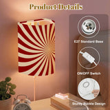 Sunburst Retro Linen Shade Wall Sconces - Midcentury Plug-in Lamp Set of 2