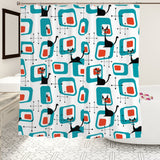Atomic Cat Retro Shower Curtain -  60s Midcentury Style Bathroom