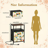 Retro 60s Accent Side Table - Nightstand with Built-In Charging Station