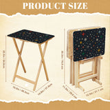 Atomic Stars Black retro TV tray set of 4, size guide with table and rack dimensions