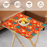 Midcentury TV Tray 4 Tables Set with Rack – Foldable Wooden Snack Tables