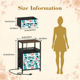 Atomic Cat Side Table with Power Outlets - Nightstand with 2 Drawers