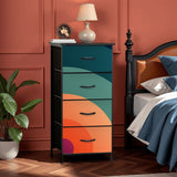 Midcentury Modern Steel Frame Fabric Storage Cabinet - 70s Retro Dresser