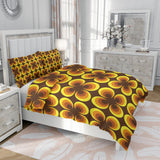 Brown & Yellow Abstract Peacock Eye Pattern 70s Retro Square Trash Can