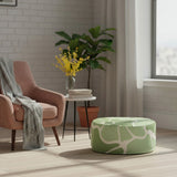Retro Green White Floral Inflatable Ottoman – Midcentury Footstool Seat