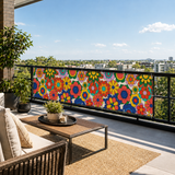 70s Floral Outdoor Balcony Cover – Retro Waterproof Fence Privacy Screen