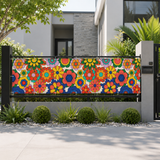 70s Floral Outdoor Balcony Cover – Retro Waterproof Fence Privacy Screen