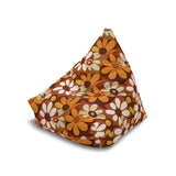Bold Retro Flowers Bean Bag Chair Cover - Brown Orange Midcentury Decor, 2 sizes
