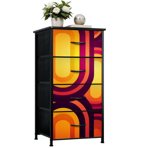 Atomic Era Storage Dresser – Midcentury Modern 4-Drawer Fabric Cabinet