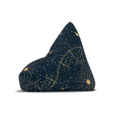 Blue Yellow Retro Bean Bag Chair Cover - Astrology Moon Stars Planets Decor, Game Rooms Lounge Living Room - 2 sizes