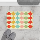 Retro 60s Geometric Pattern Bath Mat | Mid Century Colorful Tiles