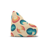 Retro 70s Bean Bag Chair Cover | Cozy Floor Seating in 2 Sizes | Midcentury Modern Decor Gift for Kids Adults | Blue Orange Beige Bubbles