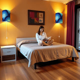 70s Retro Wall Sconces Set –  Smart LED, Blue Concentric Circles