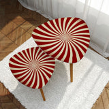 1970s Retro Nesting Coffee Table Set: Midcentury Sunburst Side Tables