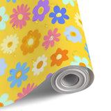 Retro Hippie Flower Power Stick & Peel Wallpaper: Micentury Floral Removable
