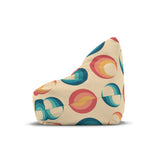 Retro 70s Bean Bag Chair Cover | Cozy Floor Seating in 2 Sizes | Midcentury Modern Decor Gift for Kids Adults | Blue Orange Beige Bubbles