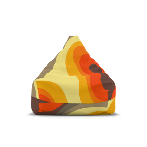 Groovy 70s Retro Bean Bag Chair Cover - Colorful, Fun Decor for Kids' Rooms, Game Rooms, and More - Yellow Orange Brown - 2 sizes