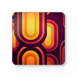 Retro 70s Midcentury Corkwood Coaster Set, Eco Cork Drinkware Gift