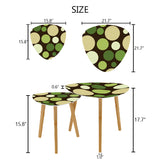 Midcentury 70s Triangle Nesting Coffee Table Set - Green Polka Dot Accent
