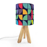 Retro Memphis Style Tripod Table Lamp – Linen Shade Smart LED Bedside Light